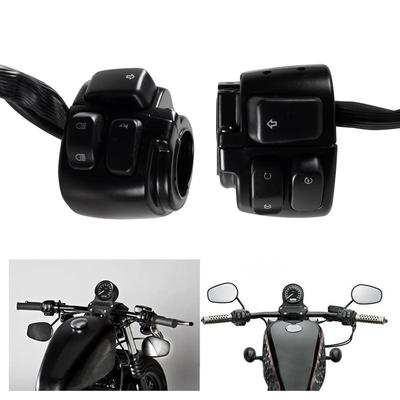 POSENG 1 Pair Motorcycle 1" Handlebar Switches Control and Wiring Harness with 1996-2012 Harley Softail Dyna Sportster V-Rod（Black） - Image 1